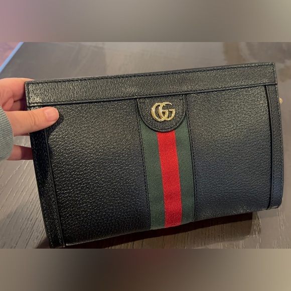 Gucci Ophidia Small Web Shoulder Bag Black Leather - Picture 15 of 17